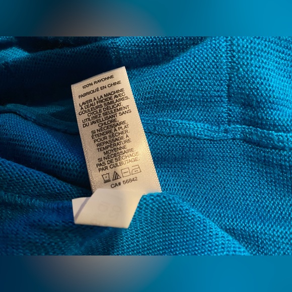 Express Open Sweater Cardigan Teal Lightly Ribbed/Textured Half Sleeve Small (S) - Picture 6 of 7